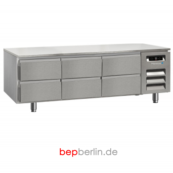 1.600 x 700 x 590 mm, Unterbaukühltisch 6 Schubladen, -2 / +8 °C, Abnehmbare Arbeitsplatte